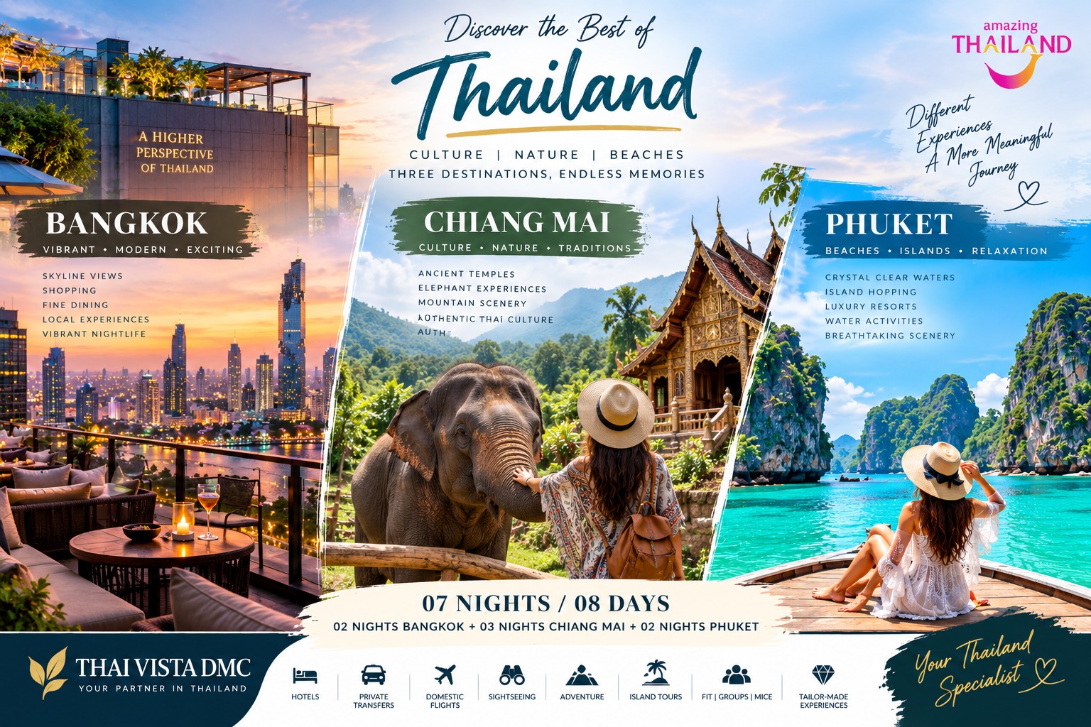 Itinerary – 09 (02 Nights Bangkok + 03 Nights Chiang Mai + 02 Nights Phuket)
